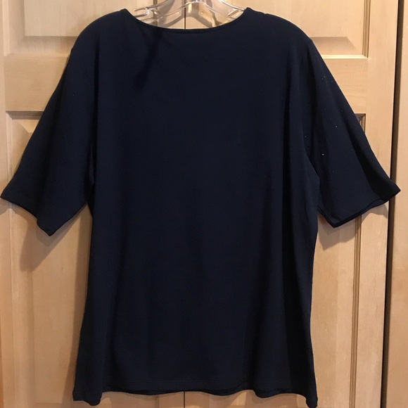 New Christopher & Banks Dark Navy Short Sleeve Top - Picture 5 of 6